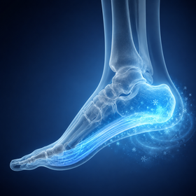 Gekühlte, beruhigte Plantarfaszie – medizinische Illustration