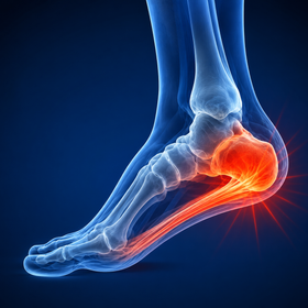 Entzündete Plantarfaszie – medizinische Illustration